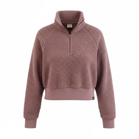 PINK Cozy Sherpa Half-Zip Pullover in Mauve - Picture 1 of 3